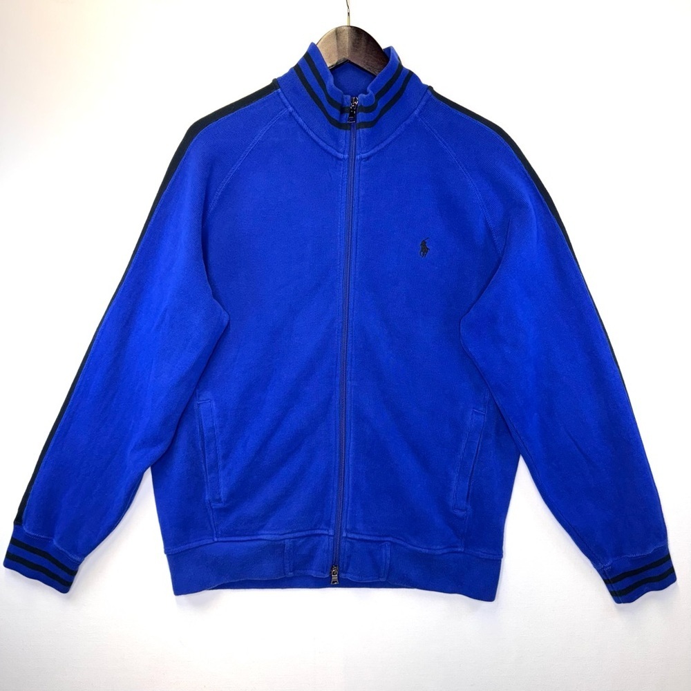Polo Ralph Lauren men’s VTG Retro cotton track jacket size Lg‎ blue, striped